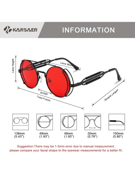 Gafas de sol Karsaer Steampunk Redondas Metal Océano