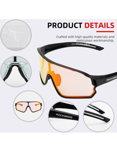 Gafas de sol fotocromáticas ROCKBROS para ciclismo UV400