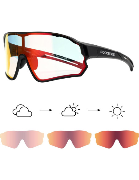 Gafas de sol fotocromáticas ROCKBROS para ciclismo UV400