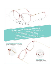Gafas Anti Luz Azul Gaoye Montura Rosa Lente Transparente 2