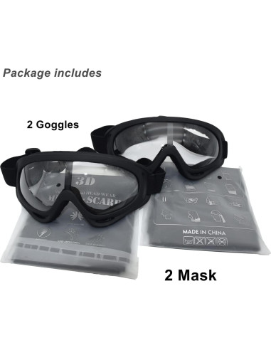 Gafas de Motocicleta LJDJ con 2 Máscaras Anti-UV