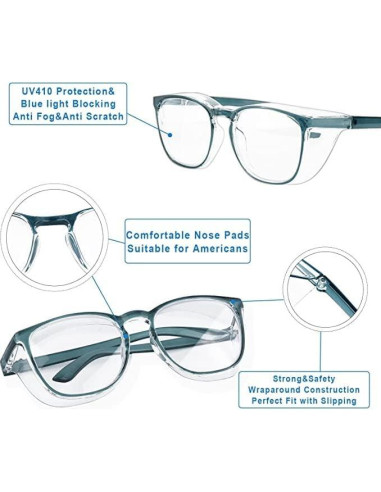 Gafas de Seguridad SQIMZAR Antiempañamiento UV Negro/Verde