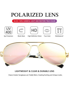 Gafas de sol AIEYEZO aviador polarizadas UV400 oro espejo rosa 2