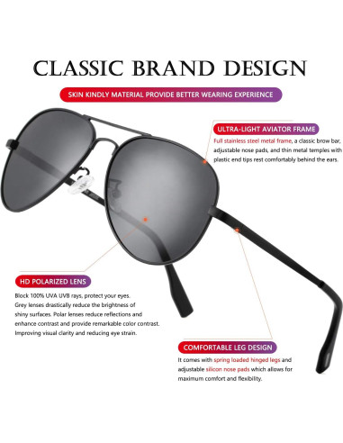 Gafas de sol AIEYEZO aviador polarizadas UV400 unisex