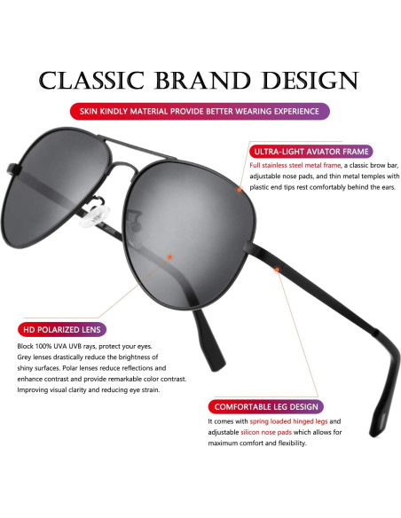 Gafas de sol AIEYEZO aviador polarizadas UV400 unisex