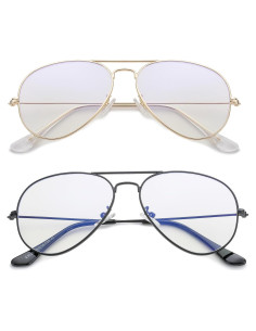 Gafas de Aviador HJSTES con Lentes Anti Luz Azul