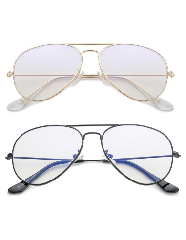 Gafas de Aviador HJSTES con Lentes Anti Luz Azul