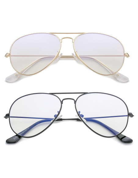 Gafas de Aviador HJSTES con Lentes Anti Luz Azul