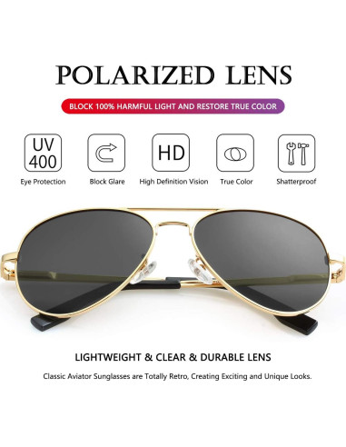 Gafas de sol AIEYEZO aviador polarizadas UV400 unisex
