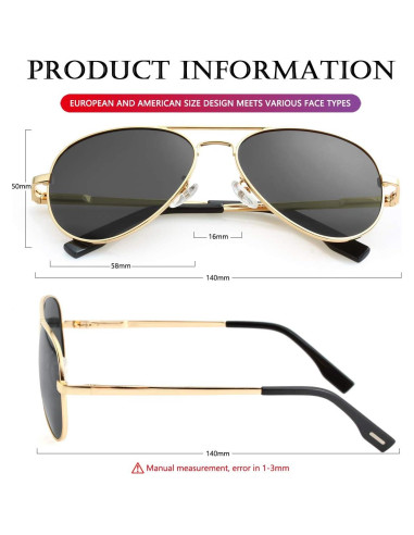 Gafas de sol AIEYEZO aviador polarizadas UV400 unisex