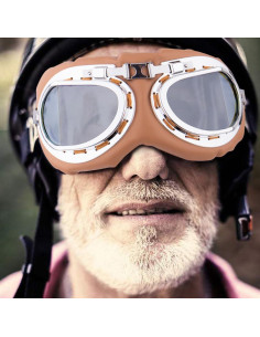 Gafas de Moto Vintage Peicees Marco Plateado Lentes PC 2