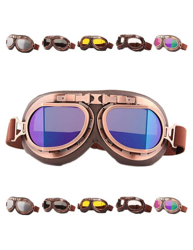 Gafas de Moto Vintage Peicees Cobre Lentes Coloridos