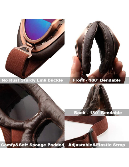 Gafas de Moto Vintage Peicees Cobre Lentes Coloridos