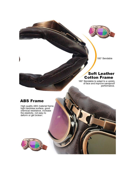 Gafas de Moto Vintage Peicees Cobre Lentes Coloridos