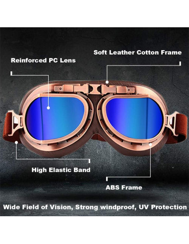 Gafas de Moto Vintage Peicees Cobre Lentes Coloridos