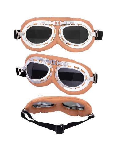 Gafas de Moto Vintage Peicees Marco Plateado Lentes Ahumados