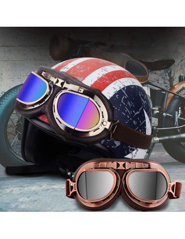 Gafas de Moto Vintage Peicees Cobre Lentes Coloridos