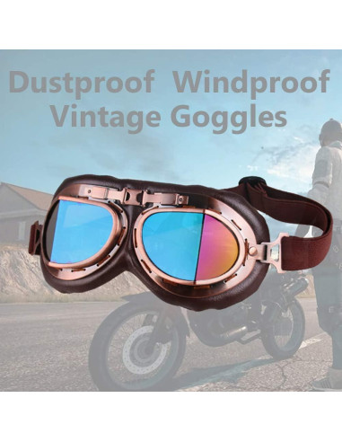 Gafas de Moto Vintage Peicees Cobre Lentes Coloridos