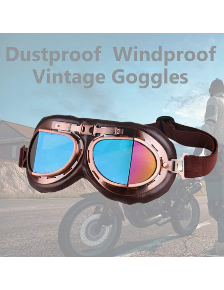 Gafas de Moto Vintage Peicees Cobre Lentes Coloridos