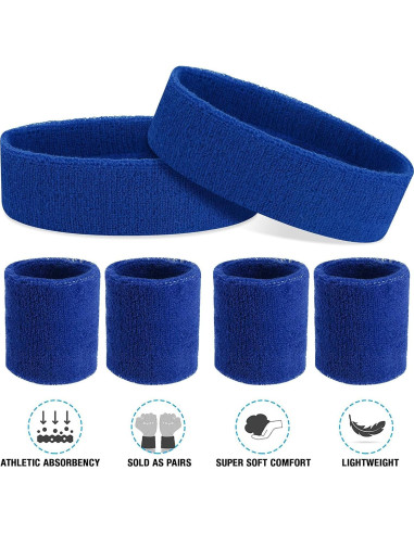 Conjunto de 6 Piezas Diadema y Pulseras Aster Azul