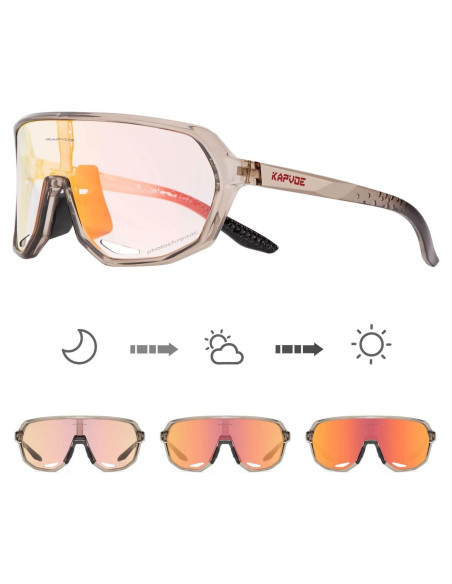 Gafas de Ciclismo KAPVOE Fotoquímicas UV400 Marrón Rojo