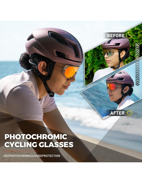 Gafas de Ciclismo KAPVOE Fotoquímicas UV400 Marrón Rojo
