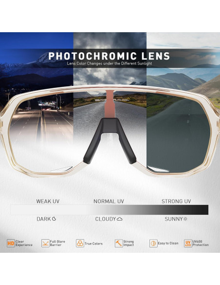 Gafas de Ciclismo KAPVOE Fotoquímicas UV400 Marrón Rojo