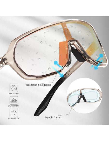Gafas de Ciclismo KAPVOE Fotoquímicas UV400 Marrón Rojo