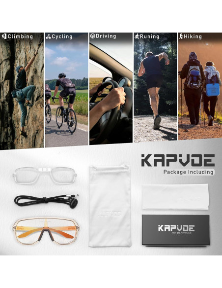 Gafas de Ciclismo KAPVOE Fotoquímicas UV400 Marrón Rojo