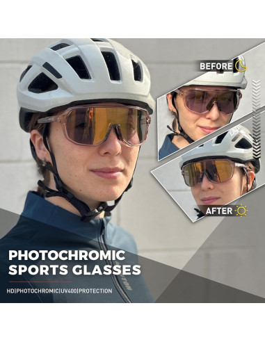 Gafas de Ciclismo KAPVOE Fotoquímicas UV400 para Adultos