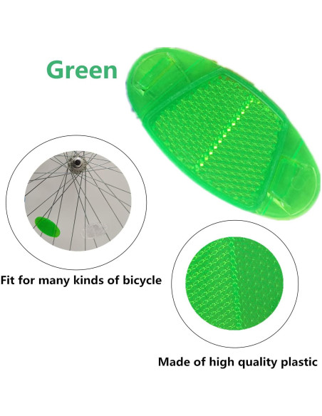 8 Reflectores Ovalados para Ruedas de Bicicleta UoYu Verde