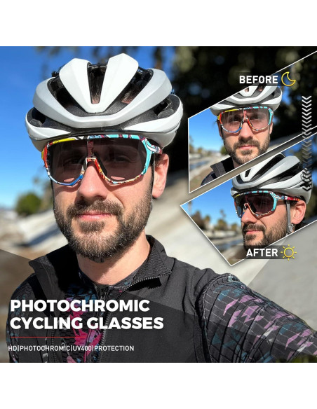 Gafas de Ciclismo KAPVOE Fotoquímicas UV400 para Adultos