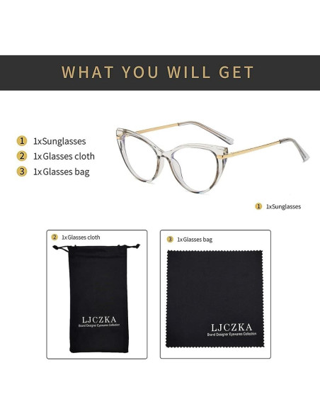 Gafas LJCZKA bloqueadoras luz azul para mujeres, ojo de gato