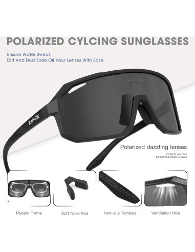 Gafas de Ciclismo KAPVOE K62 Polarizadas UV400 para Adultos