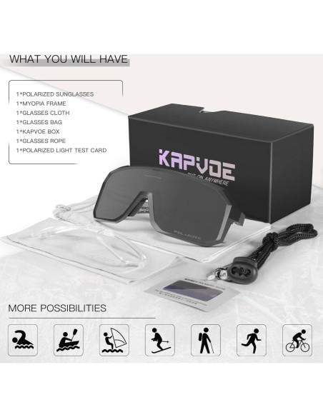 Gafas de Ciclismo KAPVOE K62 Polarizadas UV400 para Adultos