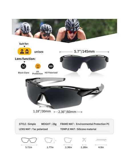 Gafas de sol deportivas Rosemal TR90 polarizadas UV400