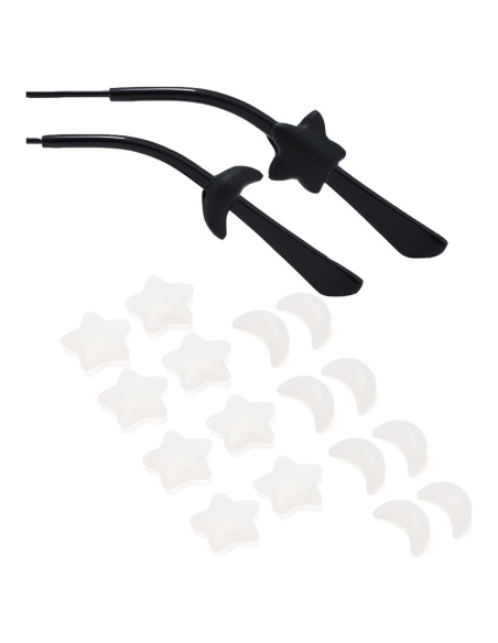 Agarraderas de Oído para Gafas Silicona 8 Pares Estrella/Luna
