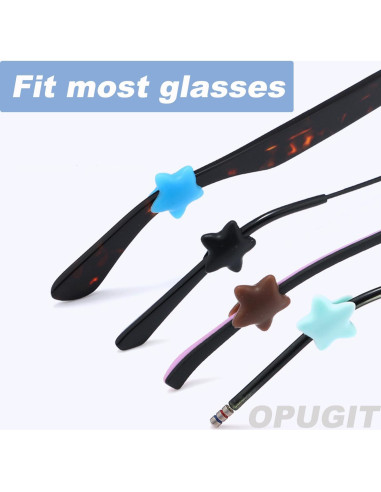 Agarraderas de Oído para Gafas Silicona 8 Pares Estrella/Luna
