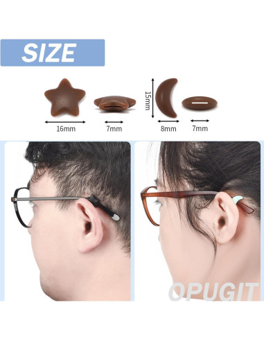 Agarraderas de Oído para Gafas Silicona 8 Pares Estrella/Luna