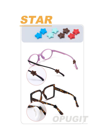 Agarraderas de Oído para Gafas Silicona 8 Pares Estrella/Luna