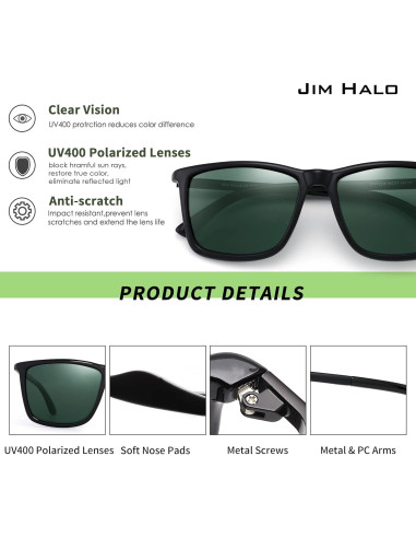 Gafas de Sol JIM HALO Cuadradas Polarizadas UV 56mm