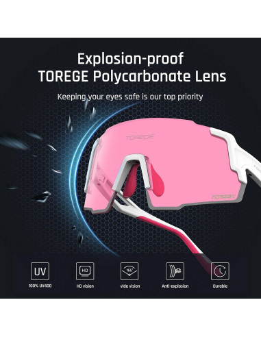Gafas de sol deportivas TOREGE TR65 con 3 lentes intercambiables