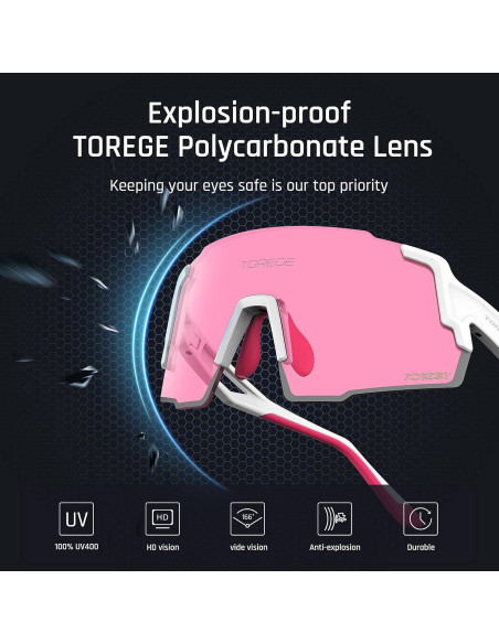 Gafas de sol deportivas TOREGE TR65 con 3 lentes intercambiables