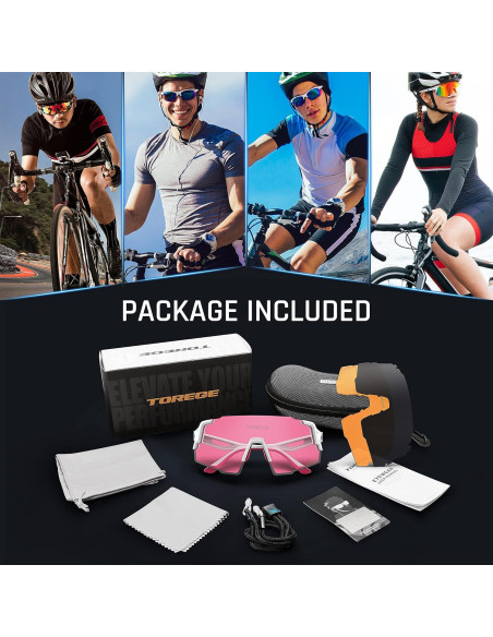 Gafas de sol deportivas TOREGE TR65 con 3 lentes intercambiables