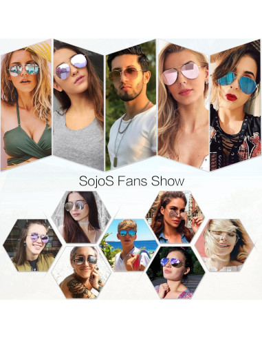 Gafas de sol aviador SOJOS SJ1030 UV400 para hombres y mujeres