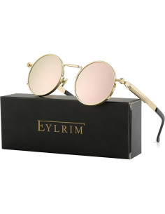 Gafas de sol redondas EYLRIM Eyl8478f 100% UV estilo Steampunk 2