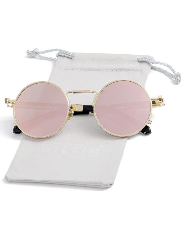 Gafas de sol redondas EYLRIM Eyl8478f 100% UV estilo Steampunk