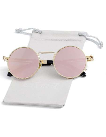 Gafas de sol redondas EYLRIM Eyl8478f 100% UV estilo Steampunk