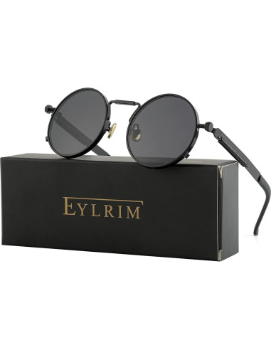 Gafas de sol redondas EYLRIM Eyl8478c 100% UV estilo Steampunk