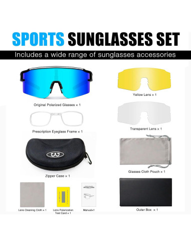 Gafas de sol FMY deportivas con 3 lentes UV400 para ciclismo